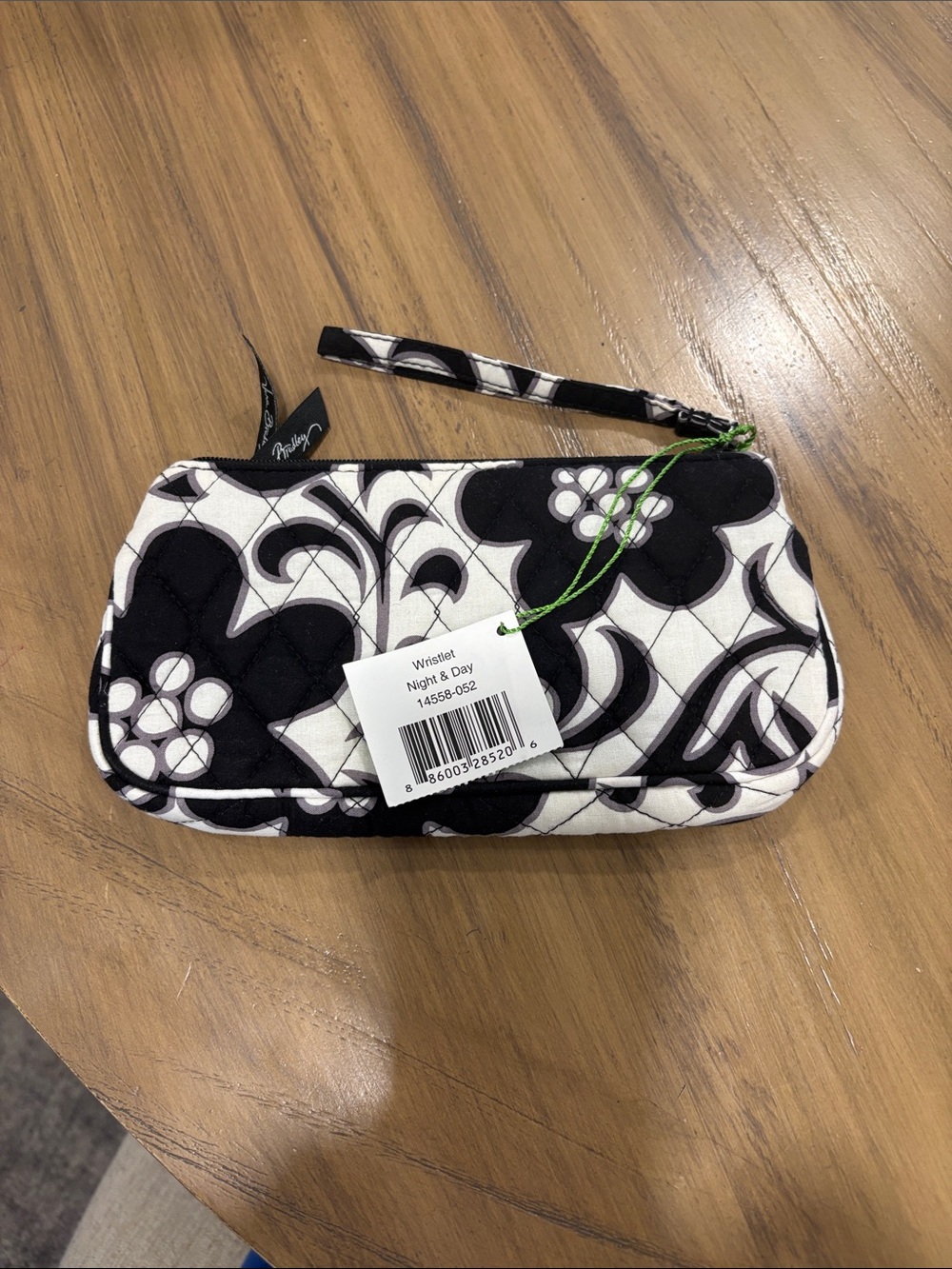 Vera Bradley Black and White Quilted Floral Wristlet